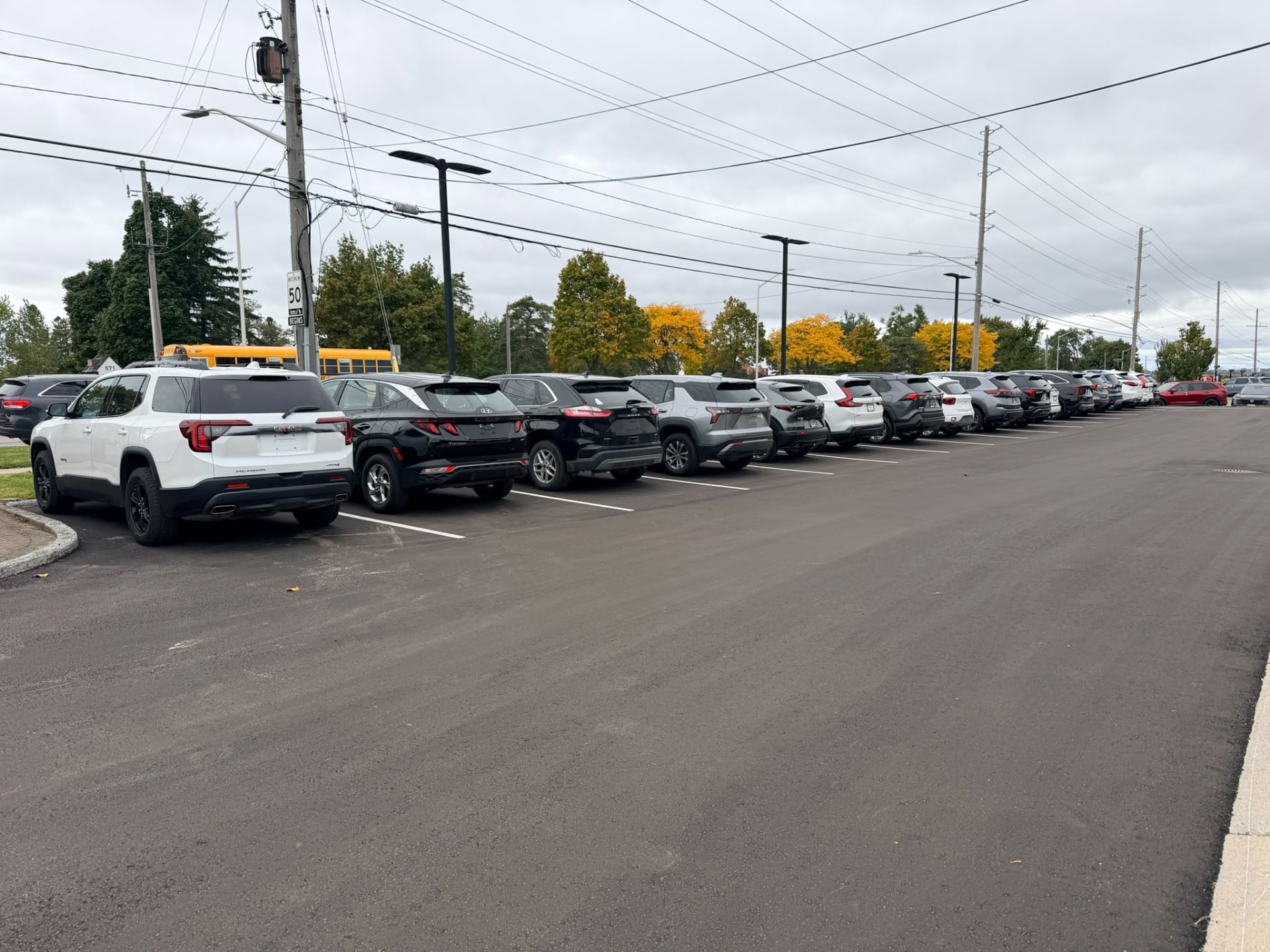 Rows of vehicles on the Finch dealership lot